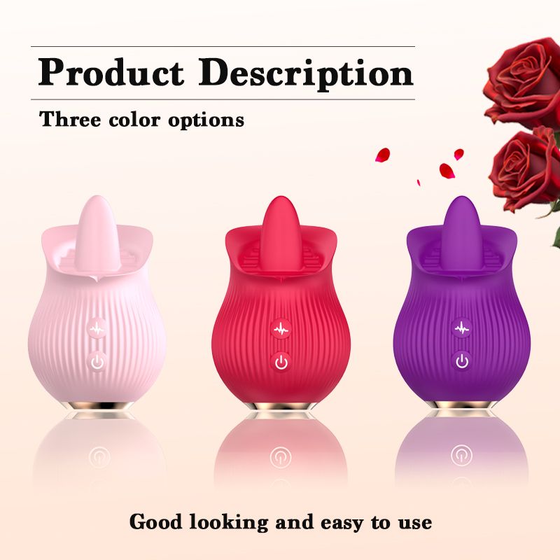 12 Speeds Rose Tongue Lick Retractable Vibrator for Women Clitoris Sucker Licking Wiggle Sex Machine Egg Jump Female Masturbator Stimulating Vibrator Adult Sex Toys