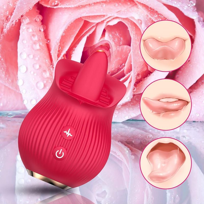 12 Speeds Rose Tongue Lick Retractable Vibrator for Women Clitoris Sucker Licking Wiggle Sex Machine Egg Jump Female Masturbator Stimulating Vibrator Adult Sex Toys