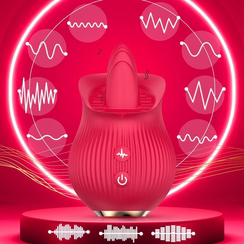 12 Speeds Rose Tongue Lick Retractable Vibrator for Women Clitoris Sucker Licking Wiggle Sex Machine Egg Jump Female Masturbator Stimulating Vibrator Adult Sex Toys