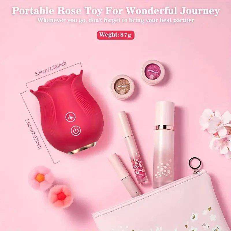 Rose Suck Vibrator Adult Sex Toys Vagina Sucking Vibrator with 12 Sucking Modes G-Spot Vibrator Nipple Sucker Dildo Female Sex Toys