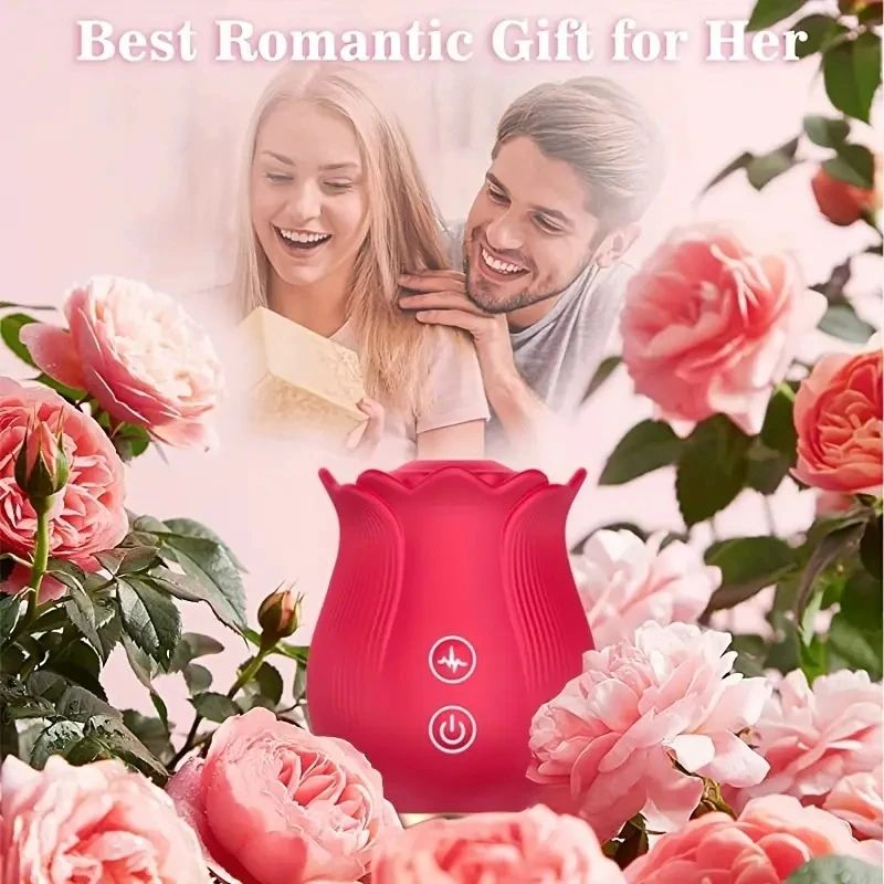 Rose Suck Vibrator Adult Sex Toys Vagina Sucking Vibrator with 12 Sucking Modes G-Spot Vibrator Nipple Sucker Dildo Female Sex Toys