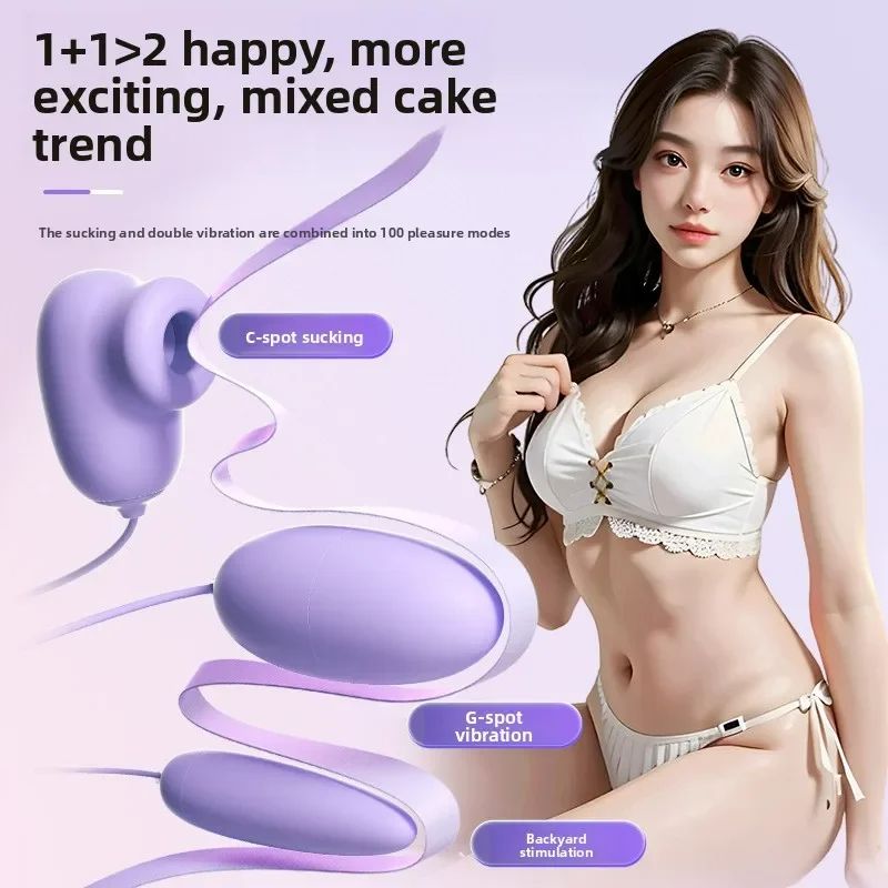 2 In 1 Sucking Vibrator Love Egg Clitoris Stimulator Masturbator G-Spot Vaginal Balls Clit Vacuum Sucker 20 Speed Nipple Sucking Vibrating Egg Sex Toys for Adult Women Couples