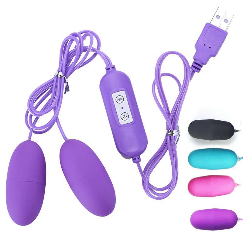20 Speed USB Vibrating Egg Erotic Dildo 2 Eggs Double Vibrators G-spot Multi Massage Stick Bullet Vibrator Masturbation Clitoris Double Vibrators Eggs Remote Control AV Orgasm Squirt Adult Sex Toys