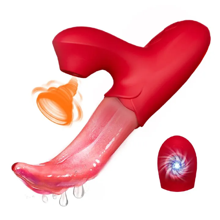 3 In 1 Lick Suck Vibrators For Women Licking Tongue Clitoris Stimulator Dildo G Spot Massager Vagina Sucking Vibrator Female Orgasm Sex Toys