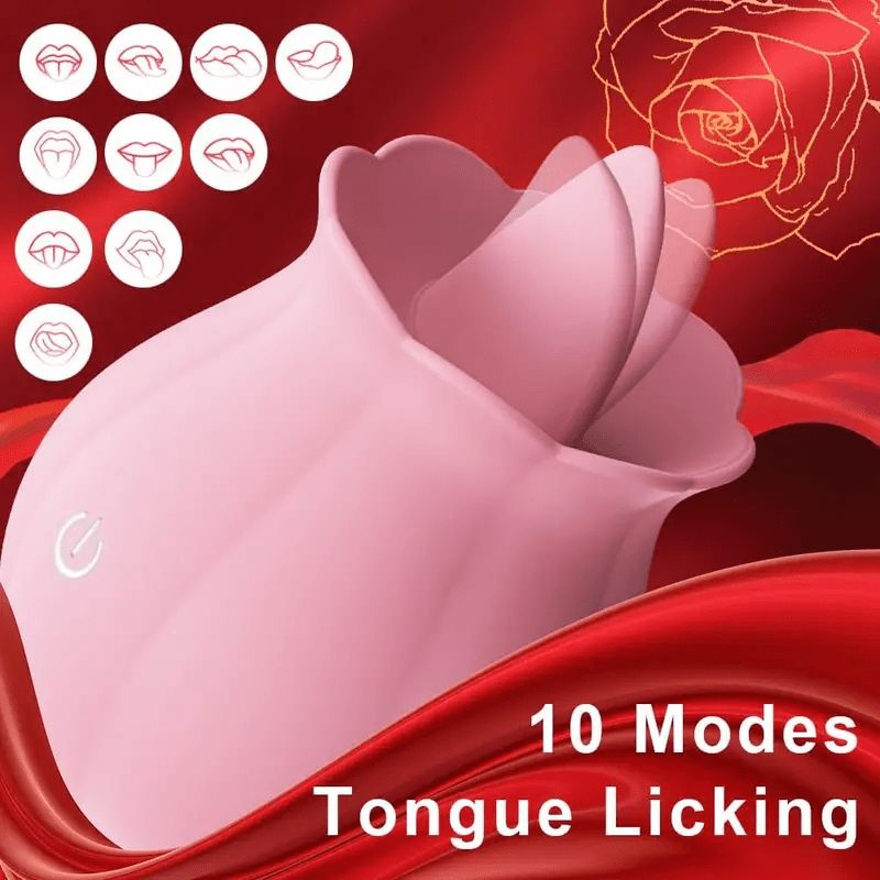 10 Modes Tongue Licking Vibrator Clitoral Nipple Stimulator G Spot Dildo Vibrator Rose Licker Massager For Women Female Couples Adult Sex Toy