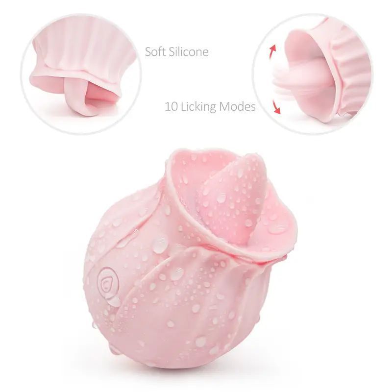 10 Modes Licking Tongue Vibrator G Spot Nipple Clitoris Stimulator Women Sex Toy Multi-Frequency Vibration Massager Rose Shape USB Rechargeable Valentine - image 6