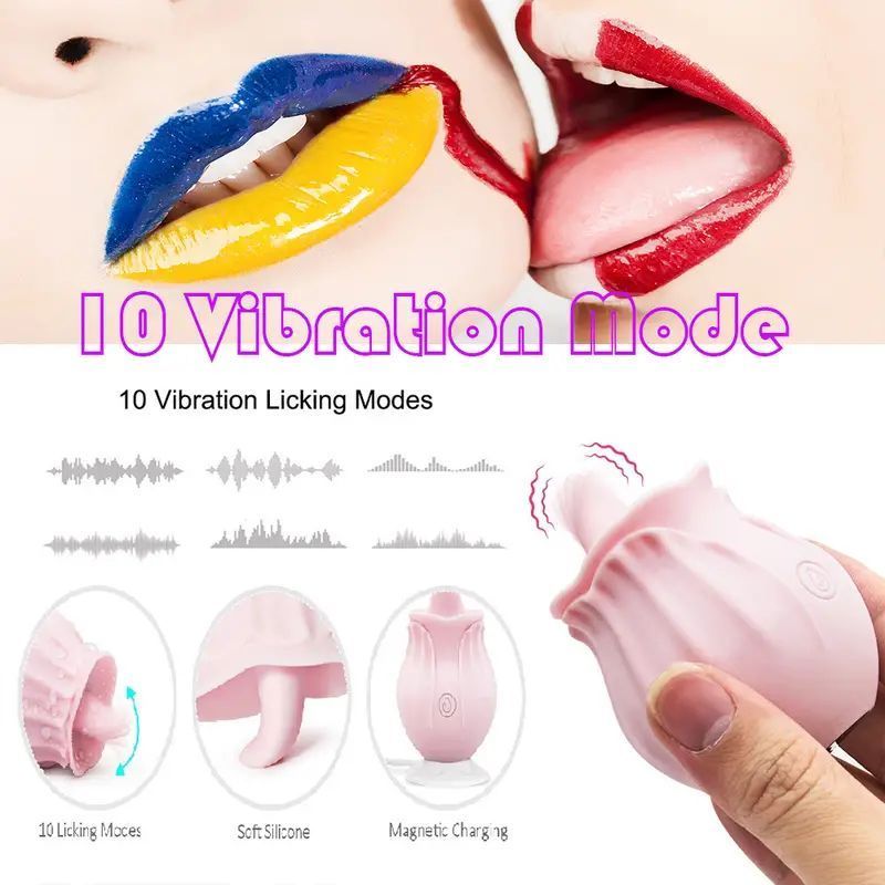 10 Modes Licking Tongue Vibrator G Spot Nipple Clitoris Stimulator Women Sex Toy Multi-Frequency Vibration Massager Rose Shape USB Rechargeable Valentine - image 2