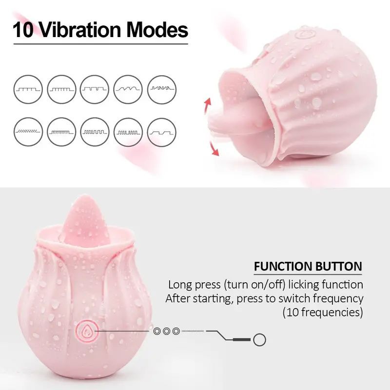 10 Modes Licking Tongue Vibrator G Spot Nipple Clitoris Stimulator Women Sex Toy Multi-Frequency Vibration Massager Rose Shape USB Rechargeable Valentine - image 5