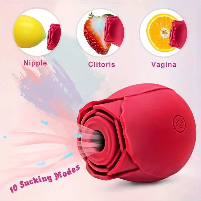 Sucking Vibrator Rose Sex Toy Clitoral Vibrator for Women with 10 Speed Modes Nipple Sucker Sex Toy Clitoral G Spot Vibrators Adult Automatic Electric Machine Adult Toys - image 4