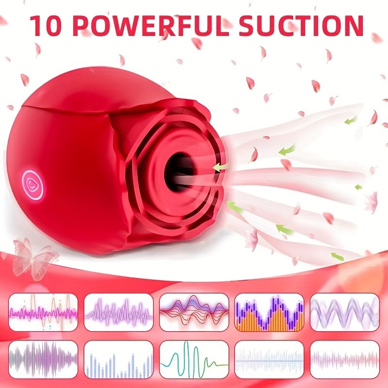 Sucking Vibrator Rose Sex Toy Clitoral Vibrator for Women with 10 Speed Modes Nipple Sucker Sex Toy Clitoral G Spot Vibrators Adult Automatic Electric Machine Adult Toys - image 3