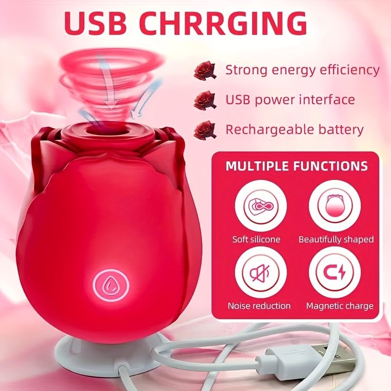 Sucking Vibrator Rose Sex Toy Clitoral Vibrator for Women with 10 Speed Modes Nipple Sucker Sex Toy Clitoral G Spot Vibrators Adult Automatic Electric Machine Adult Toys - image 5