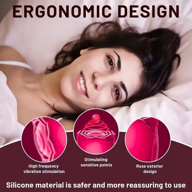 Rose Sex Toy - Rose Sucking Vibrator Clitoral Nipple Stimulator 10 Modes Rechargeable G-spot Vibrator Rose Suction Cup Multi-mode G-spot Stimulator - image 5