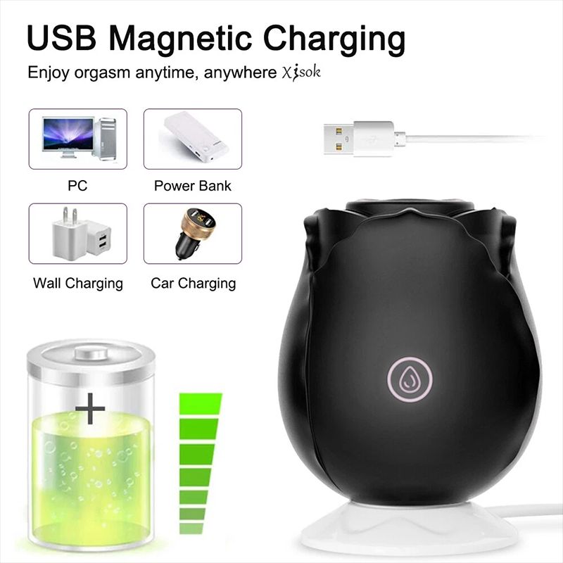 Rose Sucking Vibrator Clit Nipple Suction Stimulator Massager Rechargeable 10 Speeds G-Spot Dildo Vibrator Waterproof Adult Sex Toy for Women