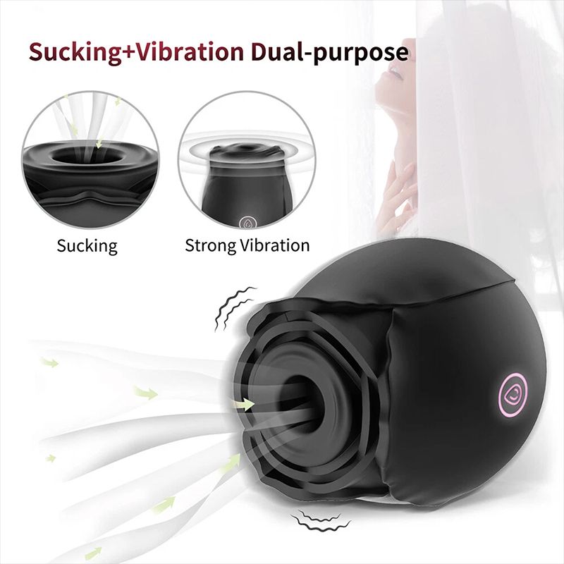 Rose Sucking Vibrator Clit Nipple Suction Stimulator Massager Rechargeable 10 Speeds G-Spot Dildo Vibrator Waterproof Adult Sex Toy for Women