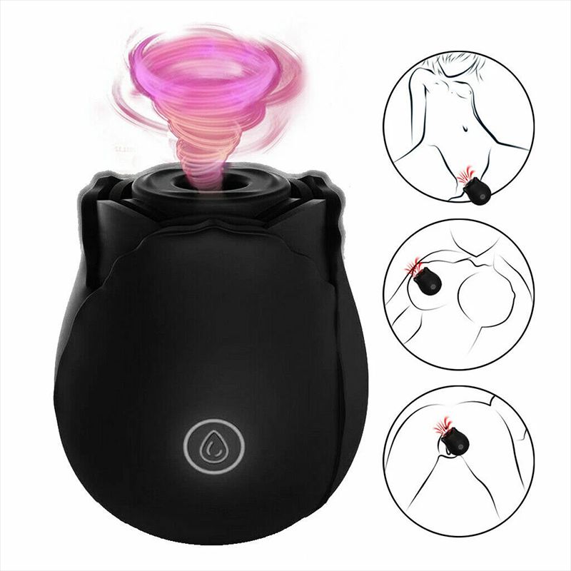 Rose Sucking Vibrator Clit Nipple Suction Stimulator Massager Rechargeable 10 Speeds G-Spot Dildo Vibrator Waterproof Adult Sex Toy for Women