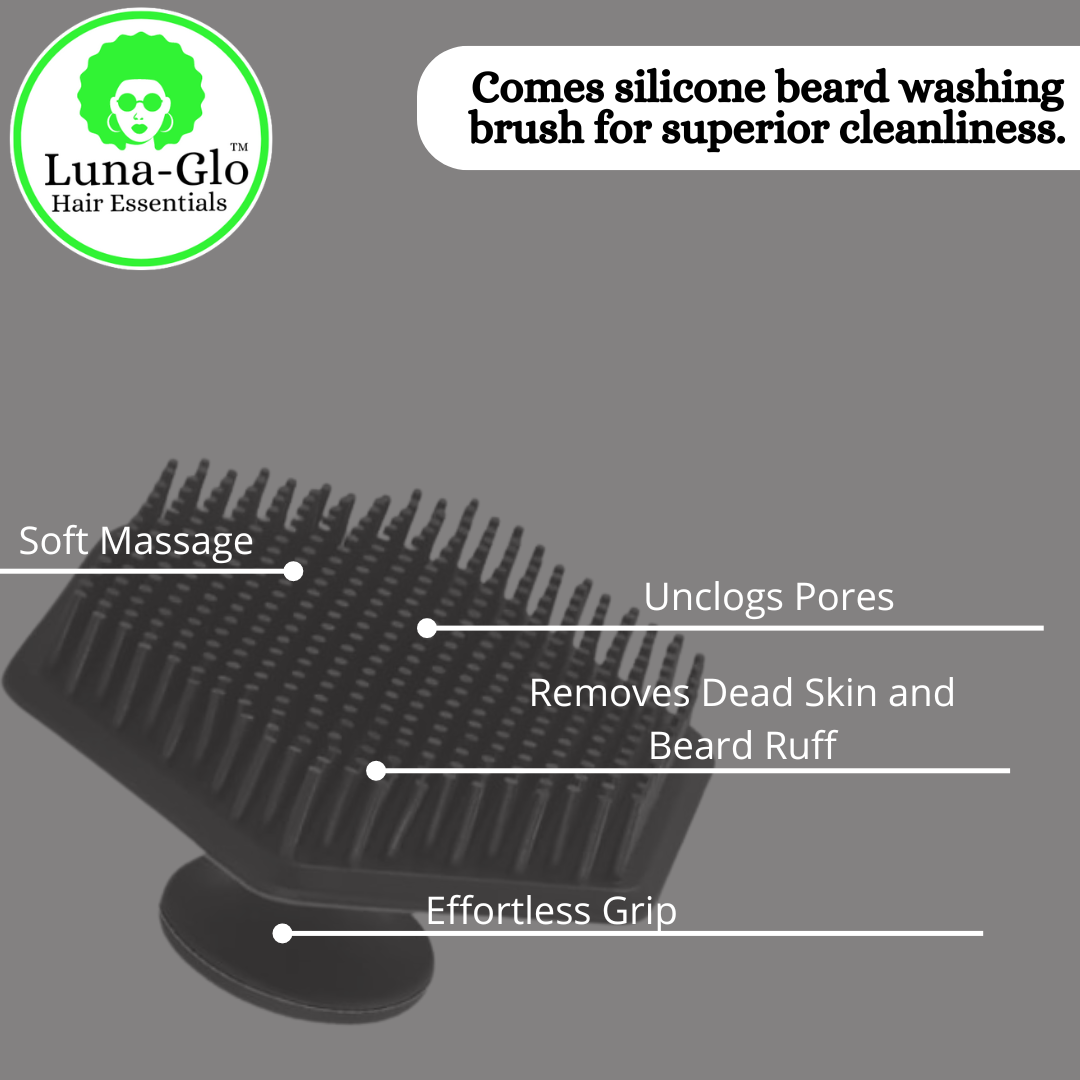 Luna-Glo's Beard Oil & Balm Set Comes with Beard Silicone Brush - Replenishes Moisture,Softens & Nourishes,Reduces Beard Itch
