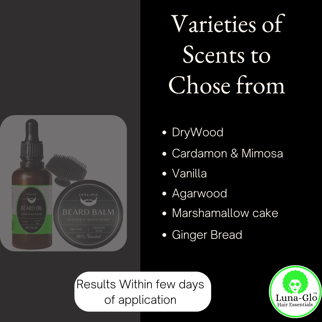 Luna-Glo's Beard Oil & Balm Set Comes with Beard Silicone Brush - Replenishes Moisture,Softens & Nourishes,Reduces Beard Itch