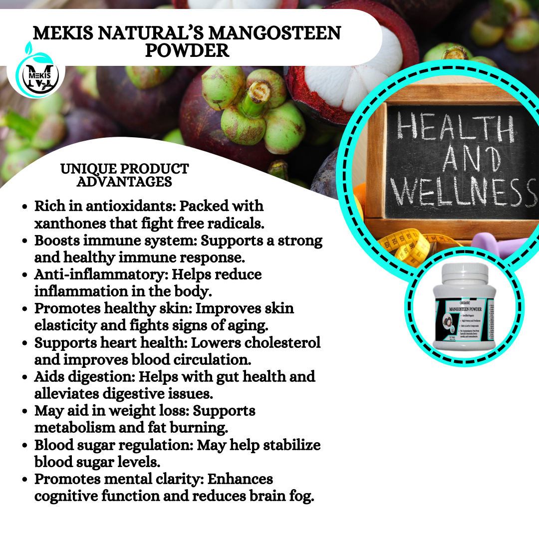 Mekis Naturals Mangosteen Powder - 100% Pure,Supports metabolism & fat burning,Helps reduce inflammation,Helps lower cholesterol