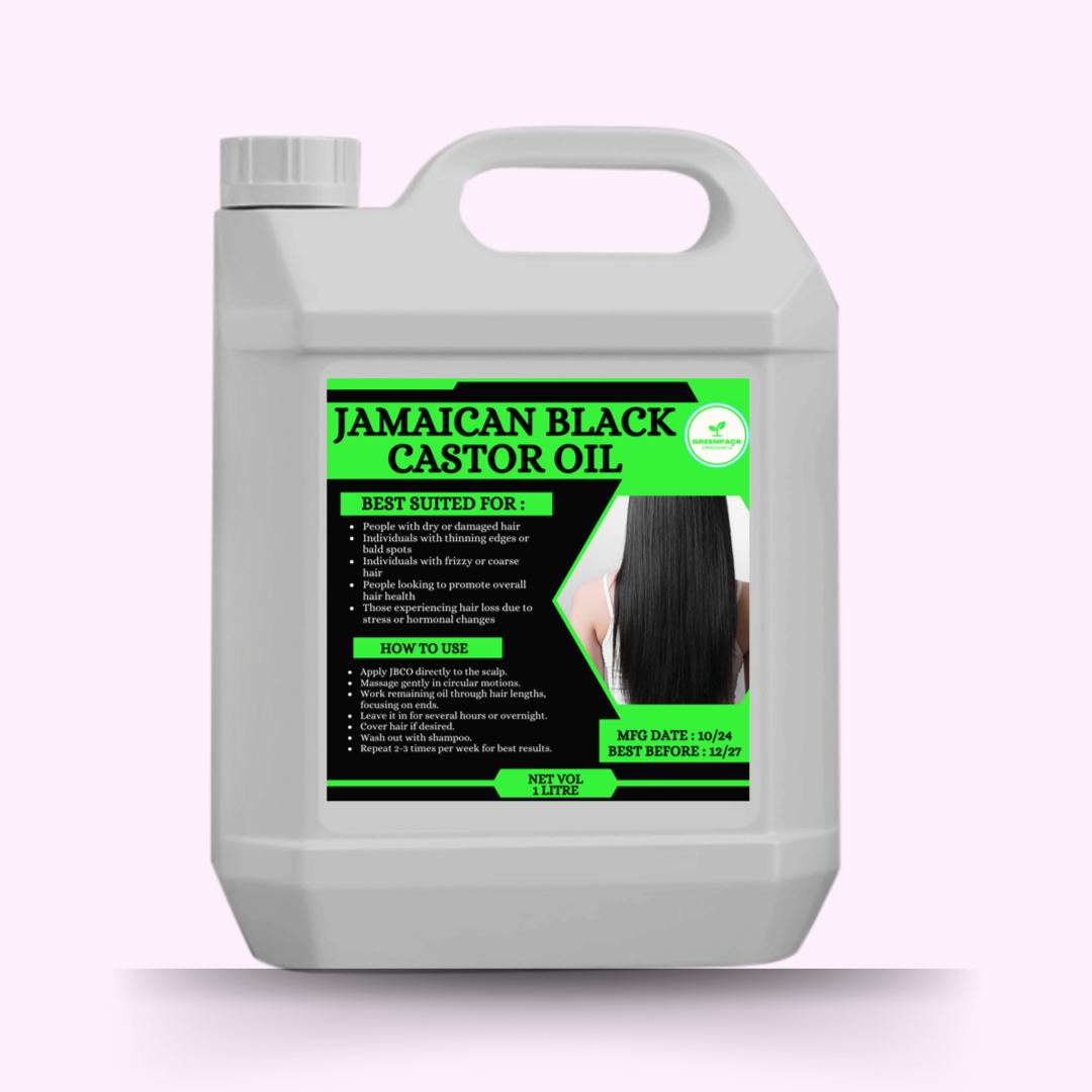 Greenpack Organics Jamaican Black Castor Oil - 1l,Whole Sale Price,Promotes Growth,Deep Moisturization,Strengthens Strands