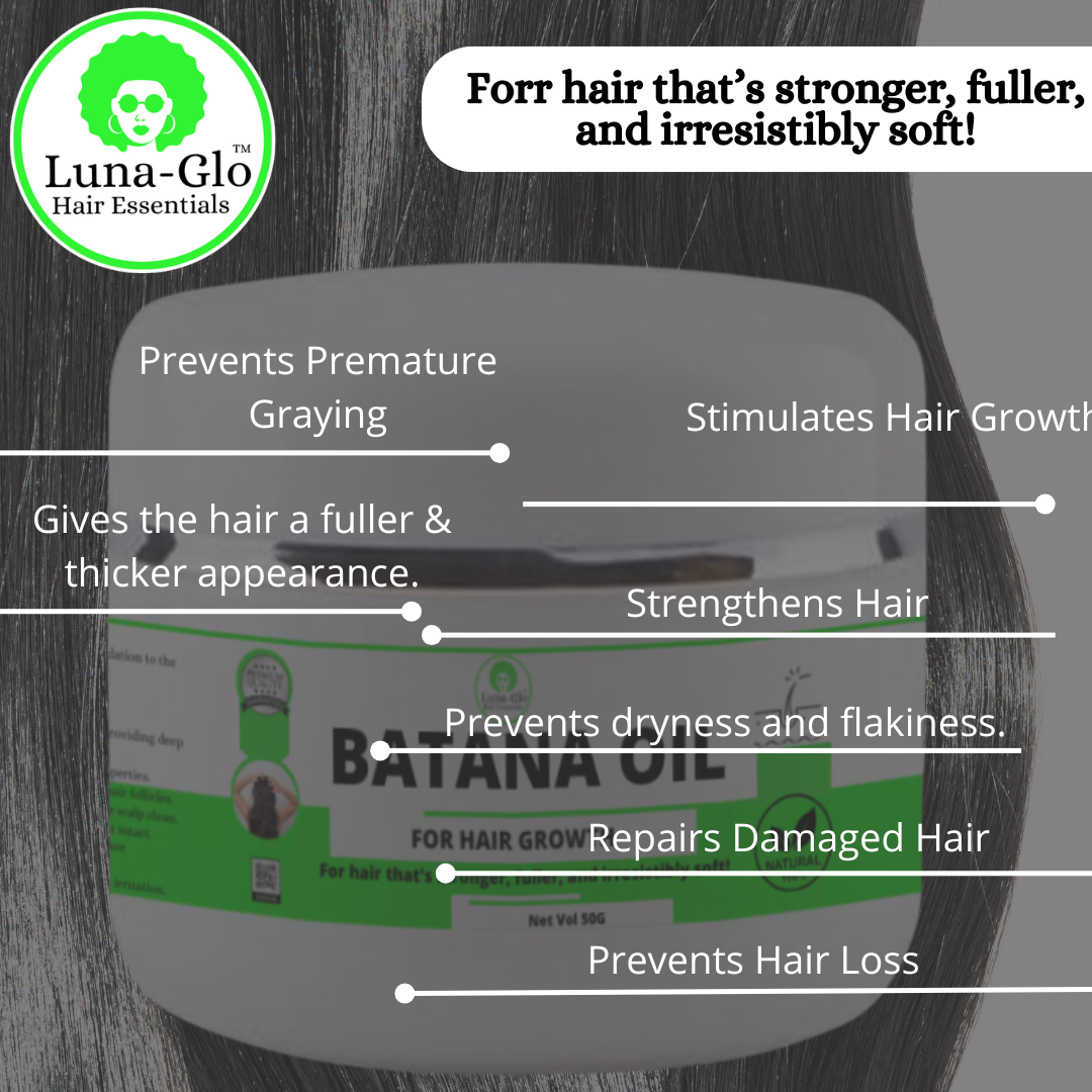 Luna-Glo's Batana Oil for Hair Growth - 100% Pure,Faster Hair Growth,Repairs Damage,Prevents Hair Loss,Delays Graying