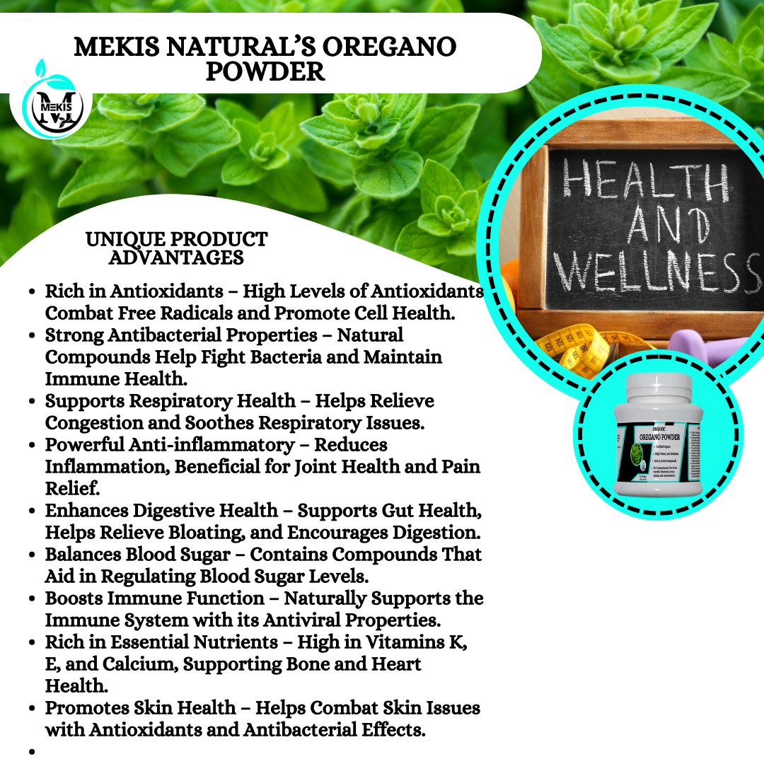 Mekis Naturals Oregano Powder  - 100% Pure,Help Fight Bacteria,Supports Respiratory Health,for Joint Health and Pain Relief.
