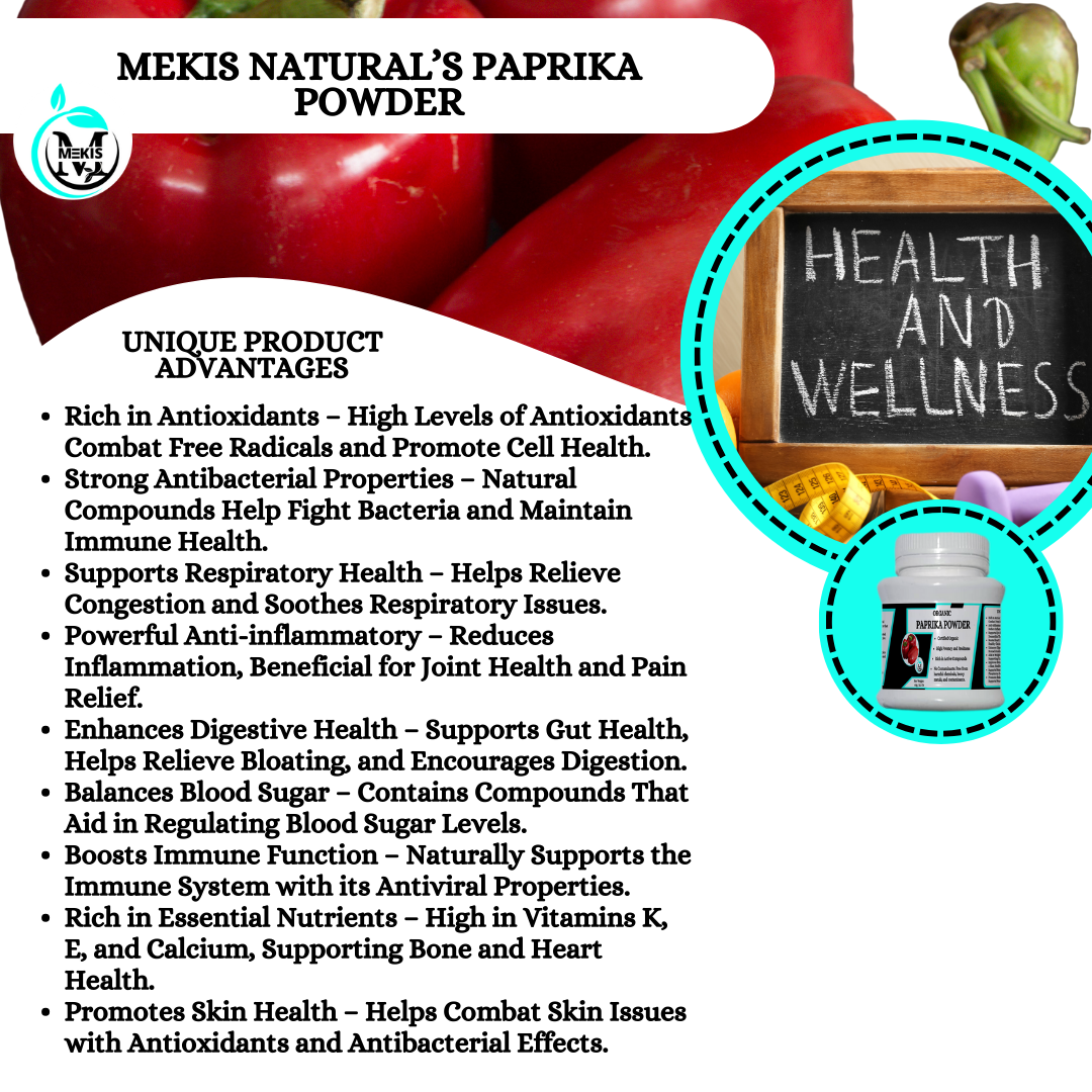 Mekis Naturals Paprika Powder  - 100% Pure,Abundant in vitamins A, C, and E,Promotes Eye Health,Promotes Calorie Burning & weight control.