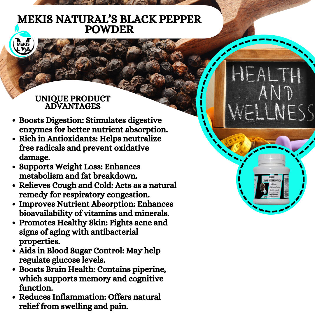 Mekis Naturals Black Pepper Powder  - 100% Pure,Boosts Digestion,Improves Nutrient Absorption,Supports Weight Loss
