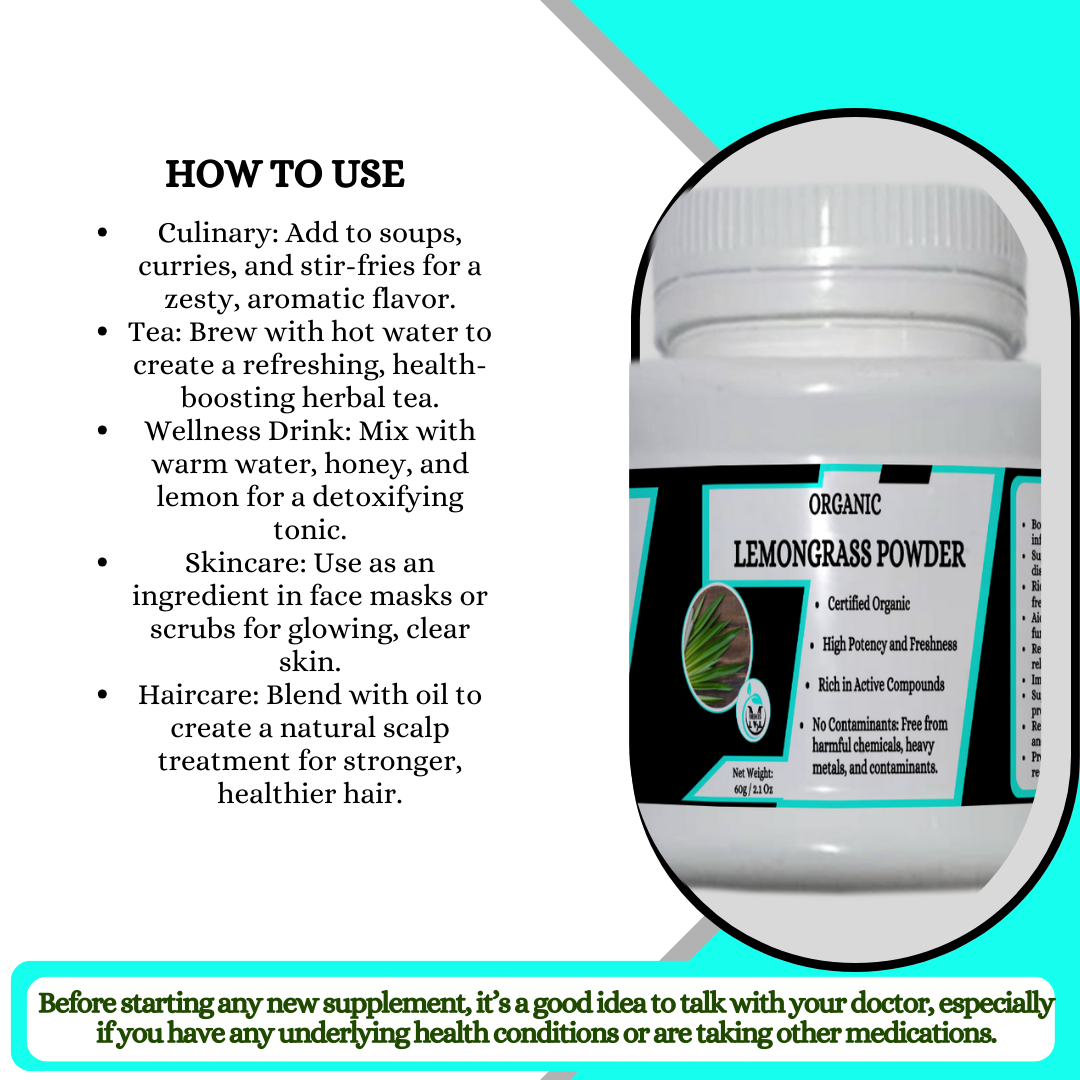 Mekis Naturals Lemongrass Powder  - 100% Pure,Boosts Immunity,Supports Digestion,Aids in Detoxification