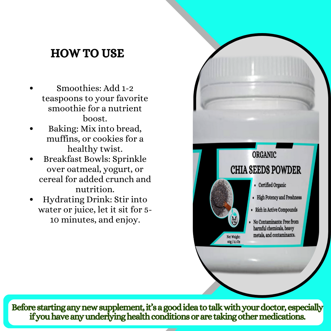 Mekis Naturals Chia Seeds Powder  - 100% PureRich in Omega-3 Fatty Acids,Excellent Protein Source,Boosts Energy Levels