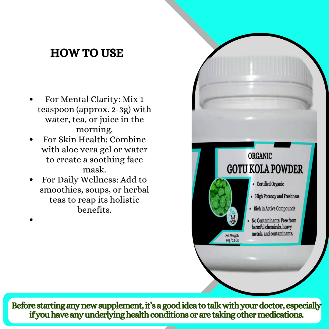 Mekis Natural's  Gotu Kola Powder  - 100% Pure,Boosts Brain Function,Reduces Stress and Anxiety ,Promotes Joint Health