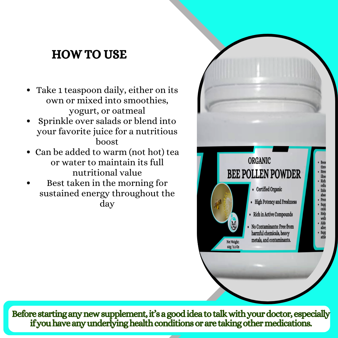 Mekis Naturals Bee Pollen Powder -100% Pure,Boosts energy and fights fatigue,Strengthens the immune system