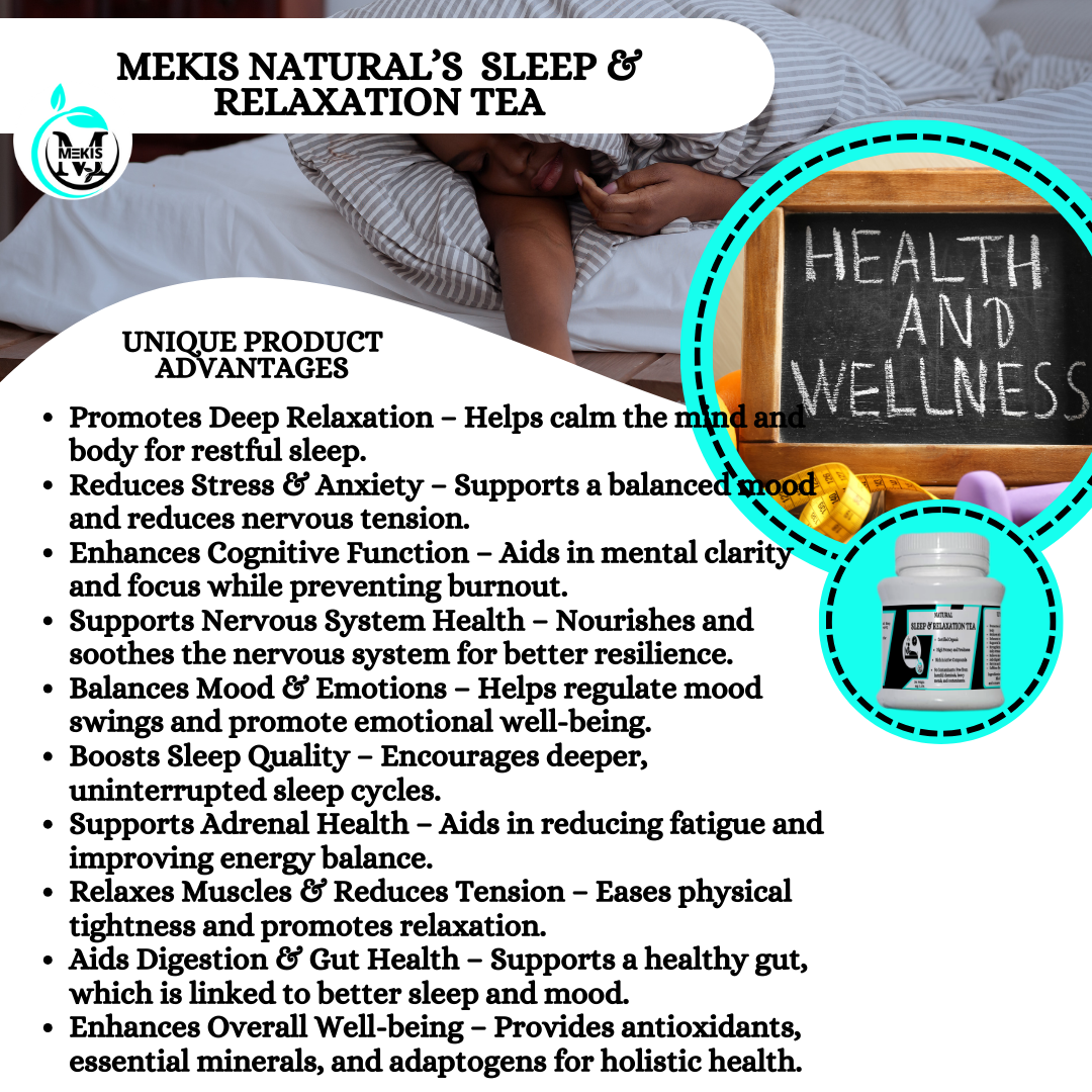 Mekis Naturals Sleep & Relaxation Tea -Promotes deep relaxation,Reduces stress and anxiety, Enhances mental clarity and reduces mental fatigue