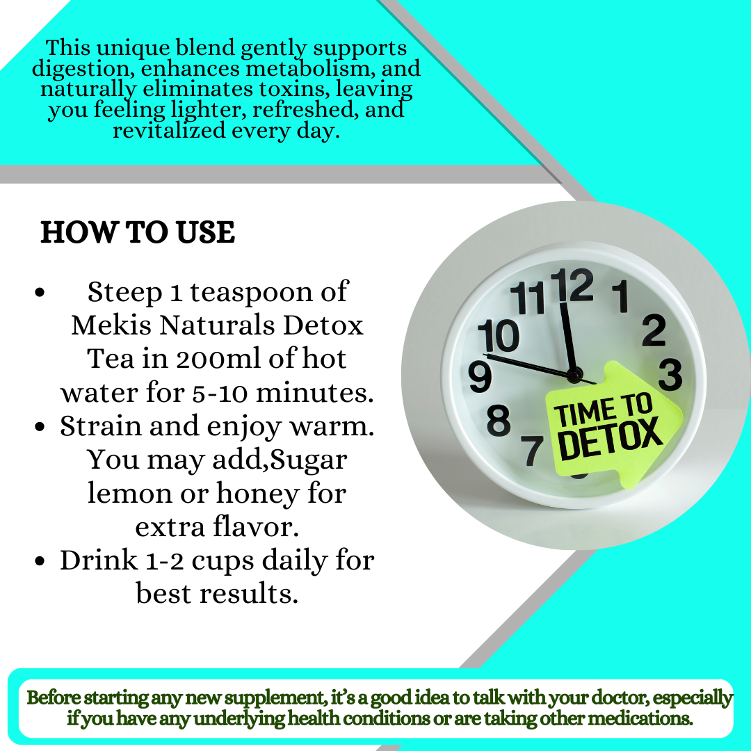 Mekis Naturals Detox Tea - Supports Liver Health,Flushes Out Toxins ,Boosts Metabolism,Aids Digestion & Reduces Bloating