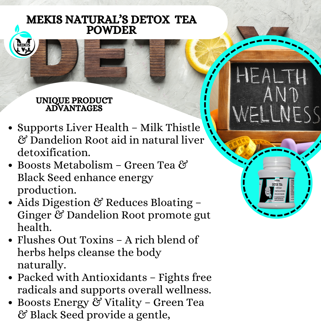 Mekis Naturals Detox Tea - Supports Liver Health,Flushes Out Toxins ,Boosts Metabolism,Aids Digestion & Reduces Bloating