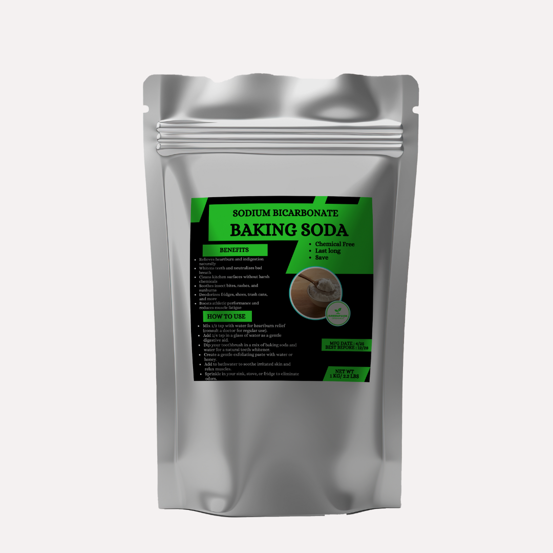 Greenpack Organics’ Baking Soda (Sodium Bicarbonate) - 1kg,for health, home, and beauty