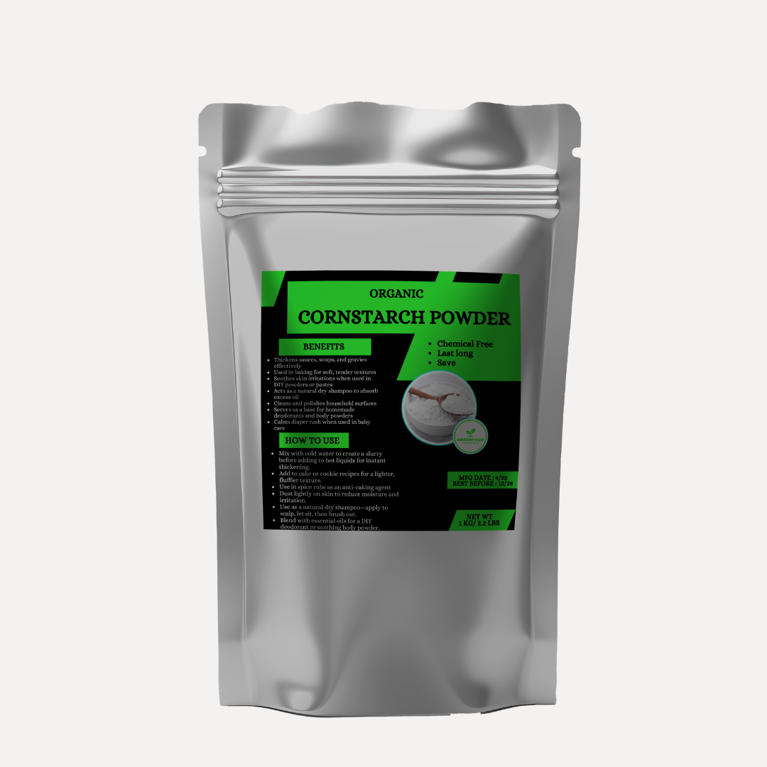 Greenpack Organics Cornstarch -  1 kg Thickens sauces, soups, and gravies,Improves texture in baked goods,Absorbs oil