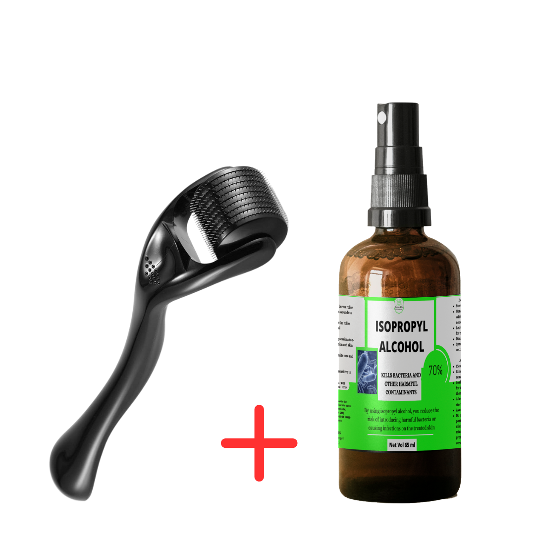 Luna-Glo's Derma Roller 0.25mm / 0.5mm with isopropyl alcohol solution(70%) (65ml)- Boost Collagen Production,Fades Acne Scars & Stretch Marks