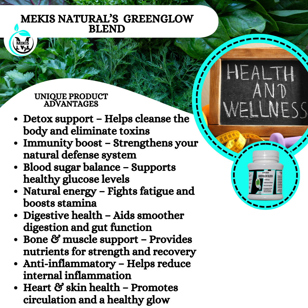 Mekis Naturals Supergreens GreenGrow Blends - Supports full-body detox  Boosts immune function  Helps balance blood sugar  Enhances energy and stamina
