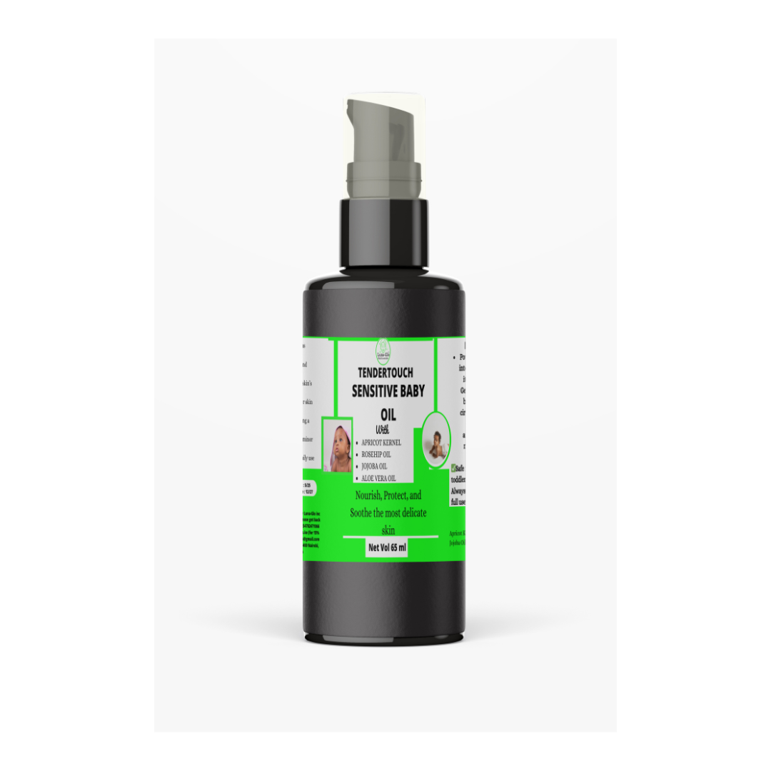 Luna-Glo's TenderTouch Sensitive Baby Oil - fragrance-free ,Non Greasy ,Deeply moisturizes and softens delicate skin  Soothes rashes, dry patches, and redness
