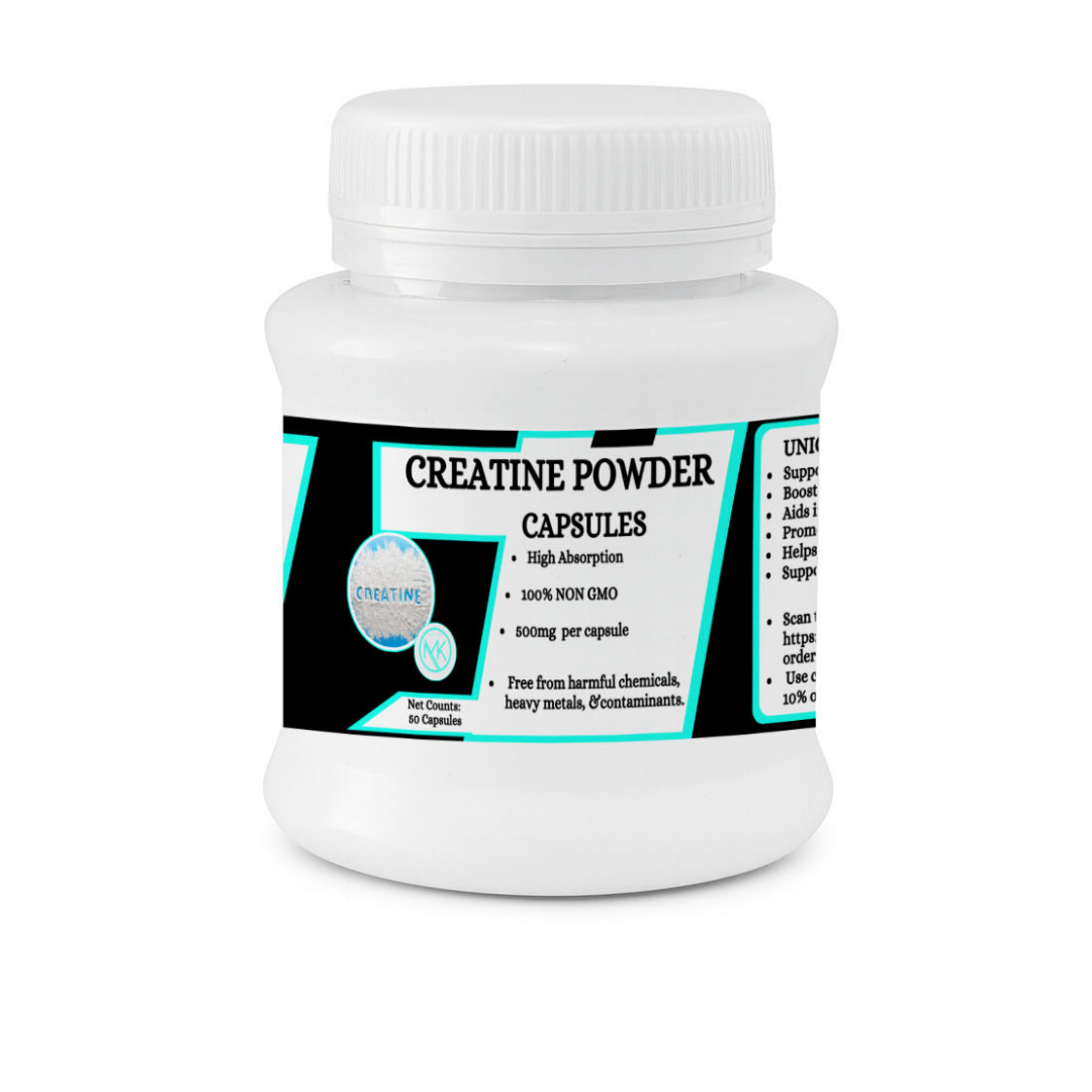 Mk Natural's Creatine Powder Capsules - Supports increased muscle strength and power