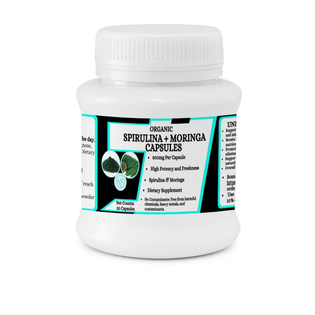 Mk Naturals Spirulina with Moringa Powder Capsules - Natural compounds help eliminate toxins.