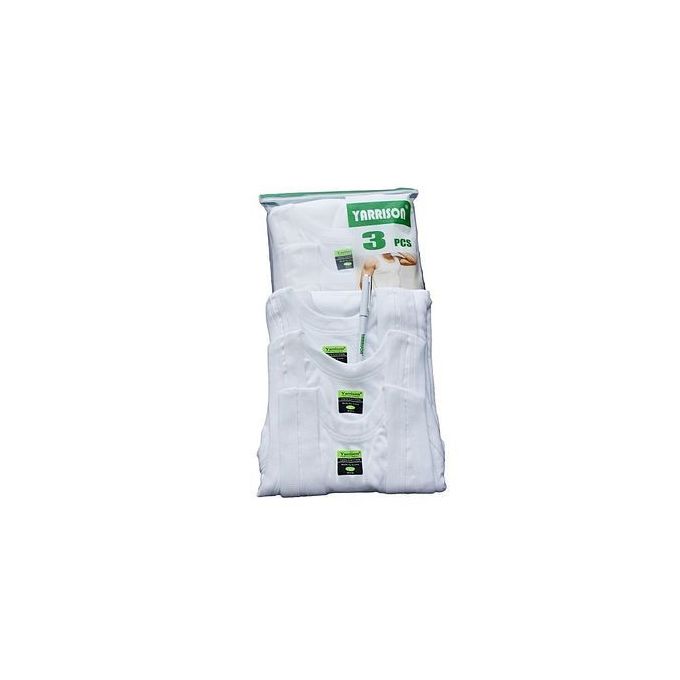 Yarisson 100% Cotton Mens Fitted Vest (3Pcs) - White