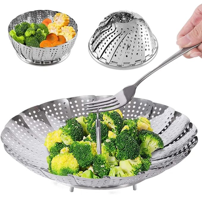 Stainless Steel Foldable/Folding Vegetable Food Steamer Basket