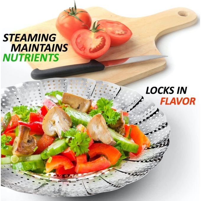 Stainless Steel Foldable/Folding Vegetable Food Steamer Basket