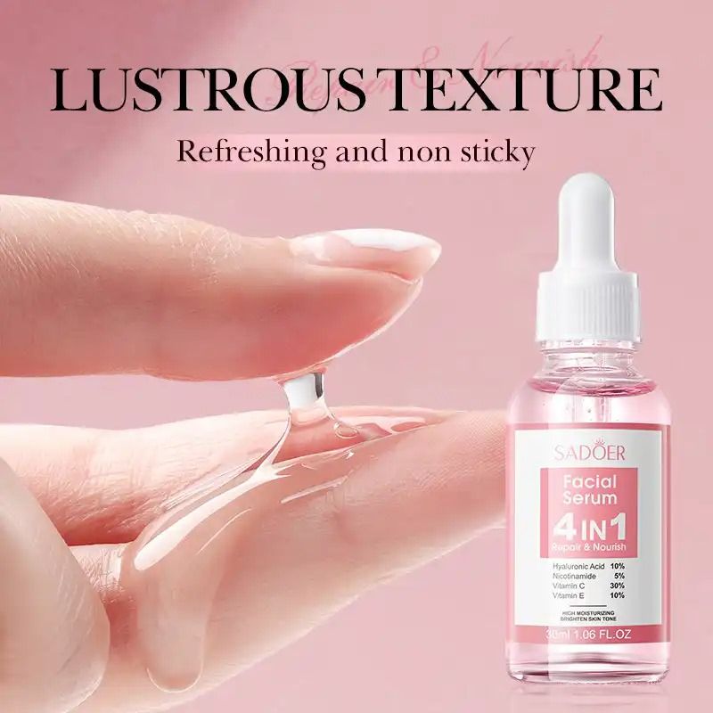 SADOER 4 in 1 Facial Serum Brightening, Pigment Control & Anti-Aging Serum with Hyaluronic Acid, Niacinamide, Vitamin C & E Perfect Face Serum for All Skin Types
