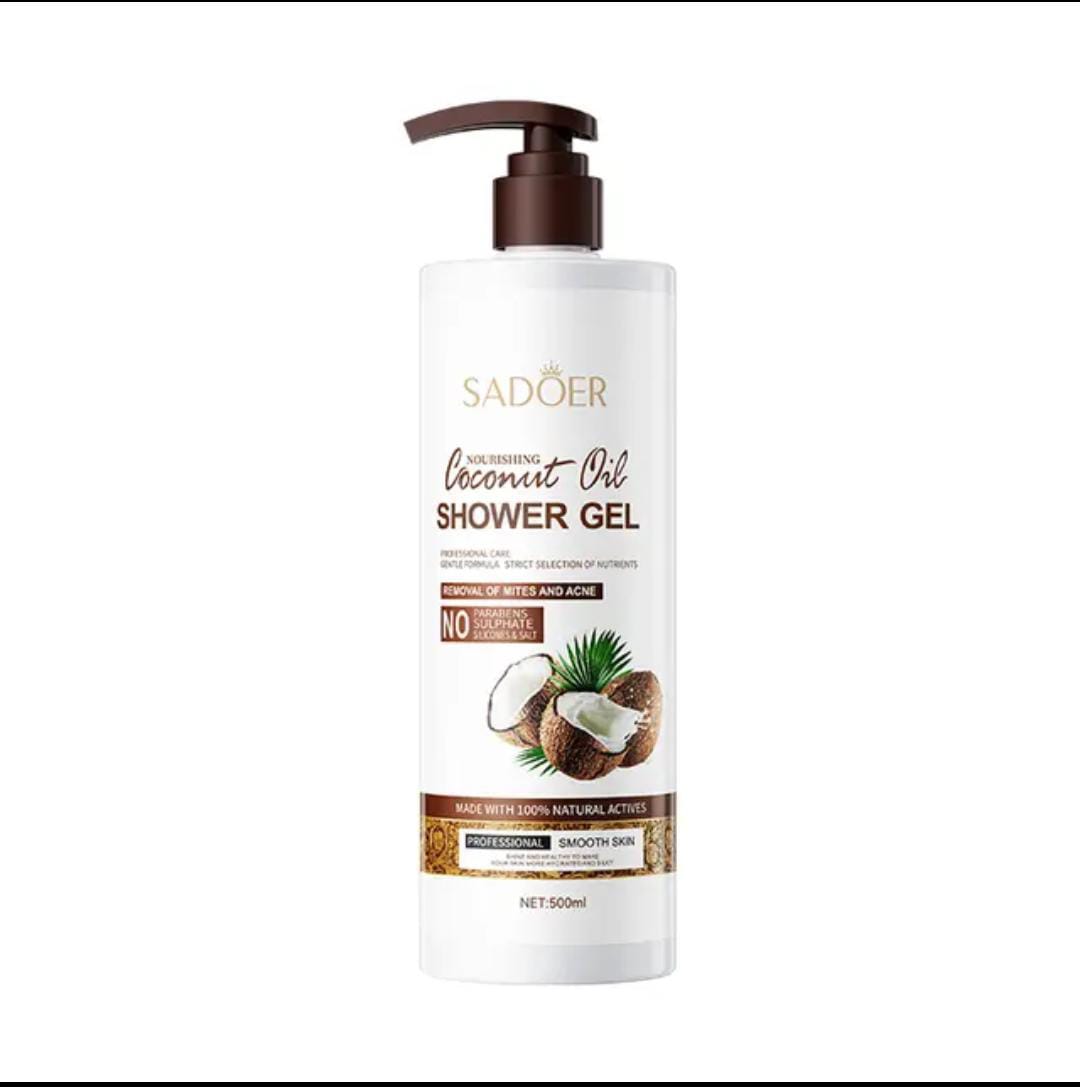 SADOER Coconut oil Shower gel and Acne removal Moisturizing Nourishing Long-lasting fragrance for skin 500ml