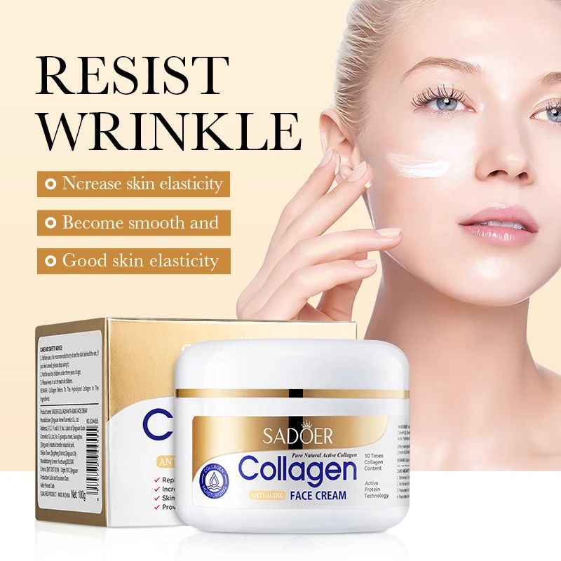 SADOER Anti Wrinkles Collagen Cream, Anti Aging Collagen, Moisturizing, Smoothing and Fades Fine Lines