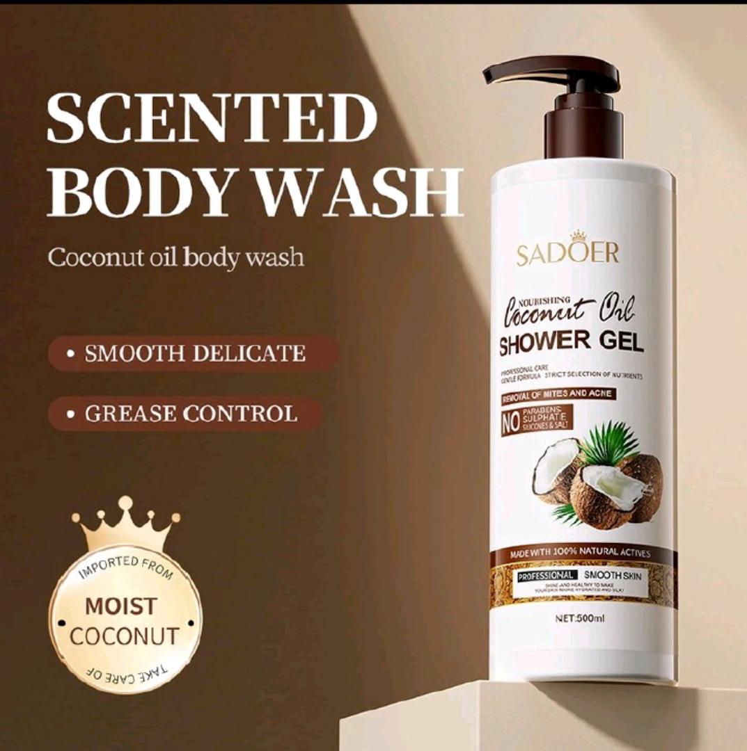 SADOER 500ml Coconut Body Wash Amino Acid Clean gently Nourishing skin Moisturizing Fragrance Shower Gel remove dirt Remove mites Moisturize the cuticle grease control