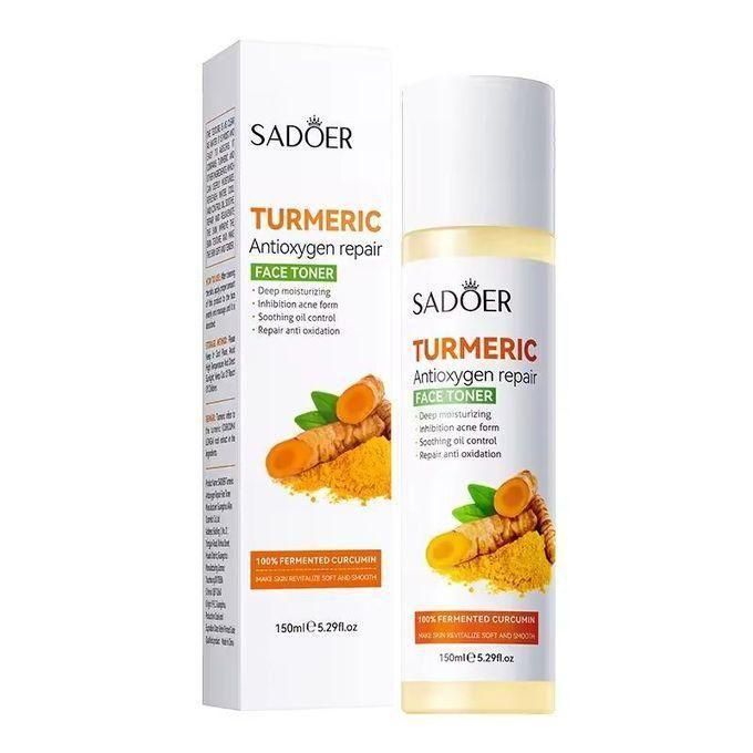 SADOER 7pcs  Glowing Skin Turmeric Skincare Set ,Include Face Cleanser- Turmeric Oil Serum-Toner-Face Cream- Soap-2*Sheet Mask For Dark Spot Corrector Remover Anti Aging Firming(Set)