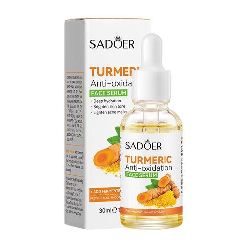 SADOER 7pcs  Glowing Skin Turmeric Skincare Set ,Include Face Cleanser- Turmeric Oil Serum-Toner-Face Cream- Soap-2*Sheet Mask For Dark Spot Corrector Remover Anti Aging Firming(Set)